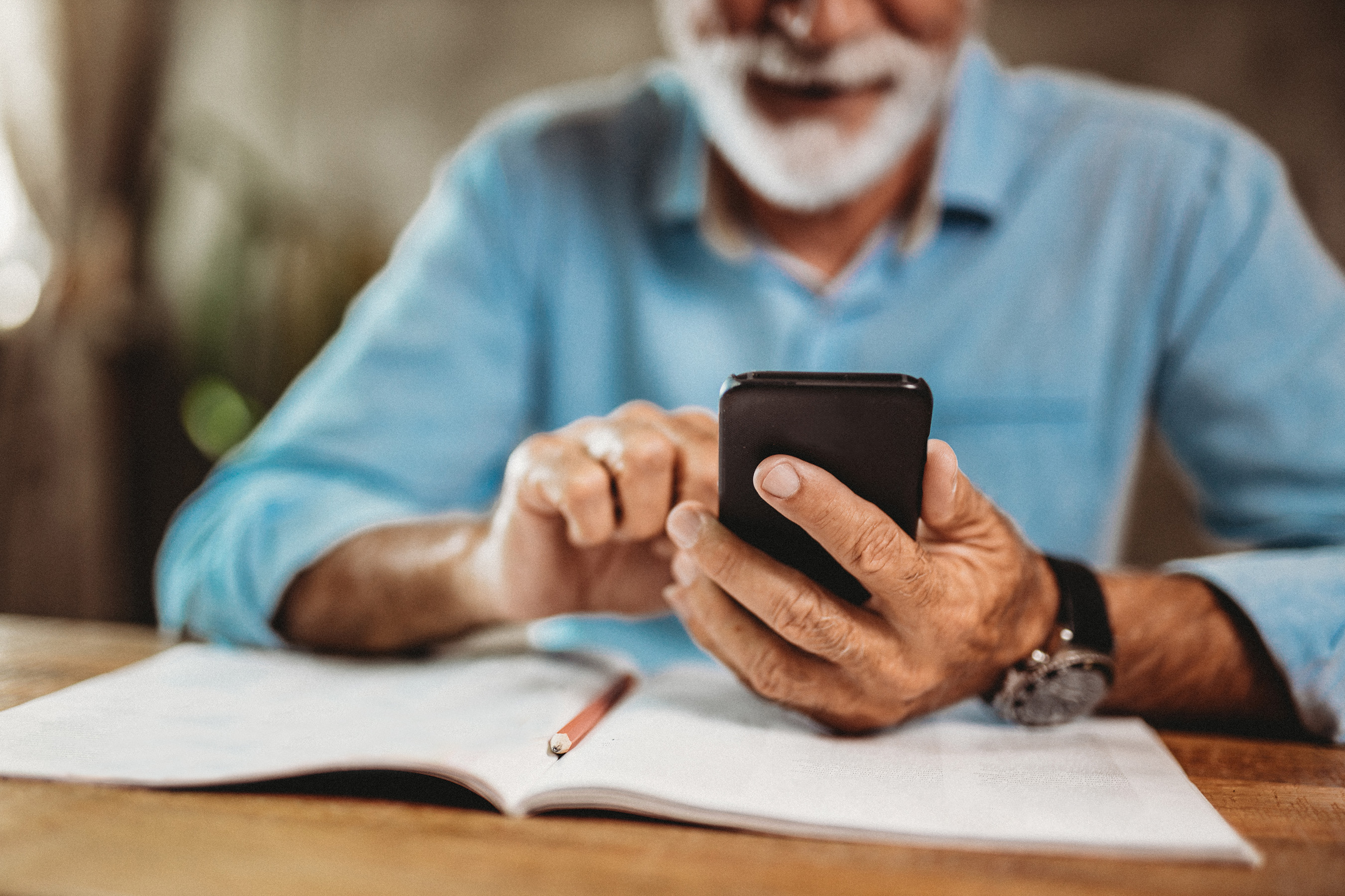 Grandpa using his phone